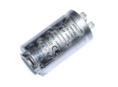kondenzátor rozběhový 8uF/450V sušičky ZANUSSI / ELECTROLUX / AEG, 2x faston